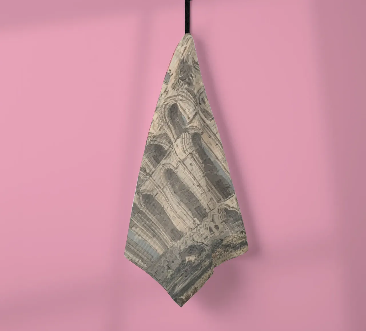 Medieval Abbey Ruins: Historic Architectural Landscape tea towel by ClubArt