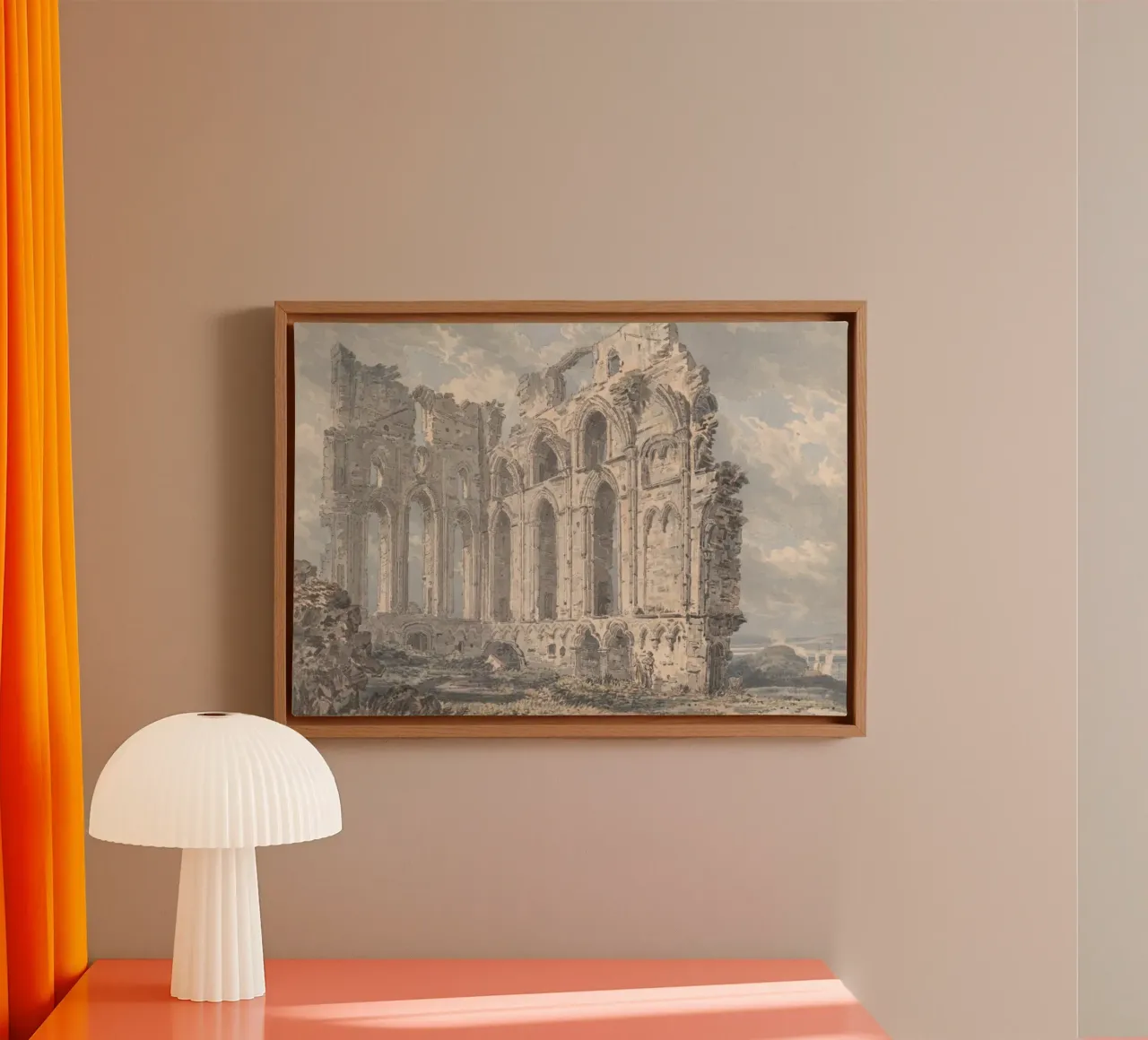 Ruïnes van middeleeuwse abdijen: Historisch architectonisch landschap canvas met Baklijst van ClubArt