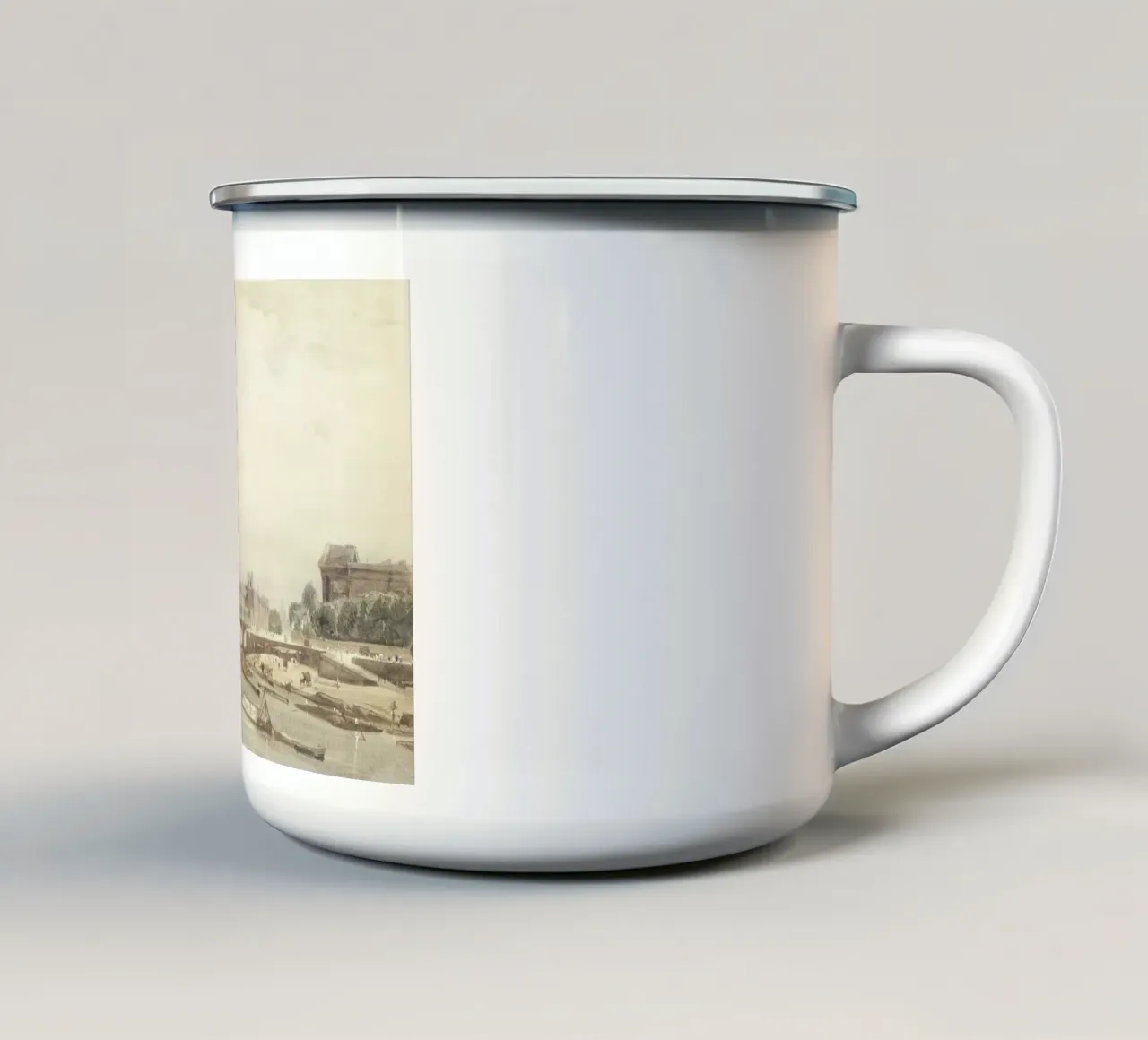 Senna: Paesaggio parigino, arte francese d'epoca tazza in smalto da ClubArt