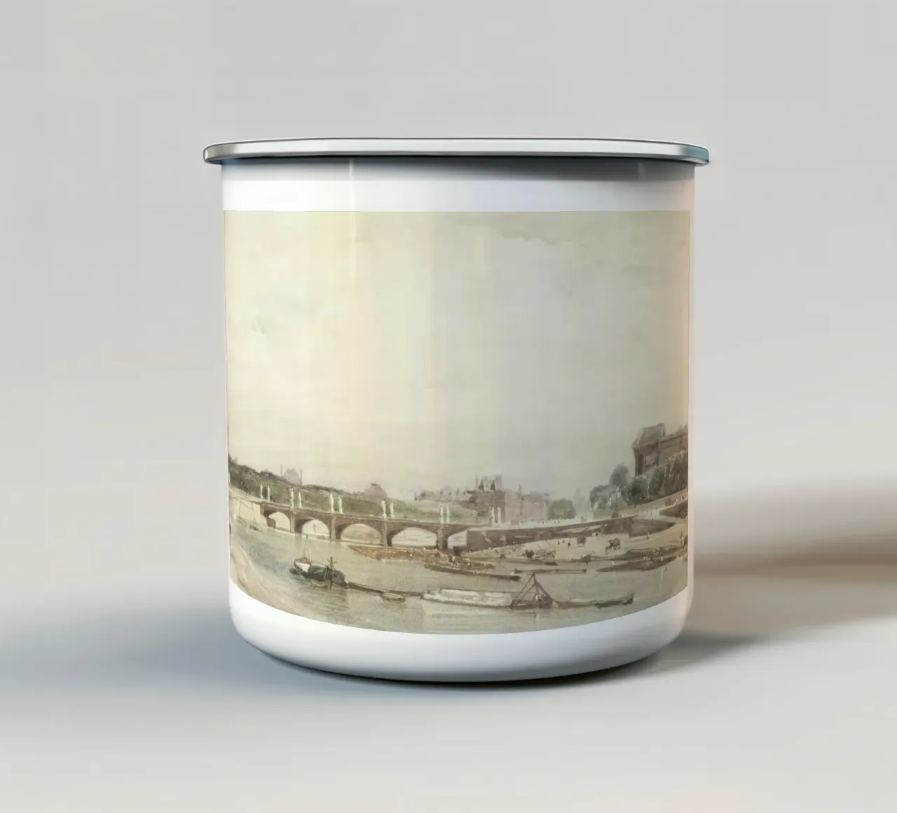 Senna: Paesaggio parigino, arte francese d'epoca tazza in smalto da ClubArt