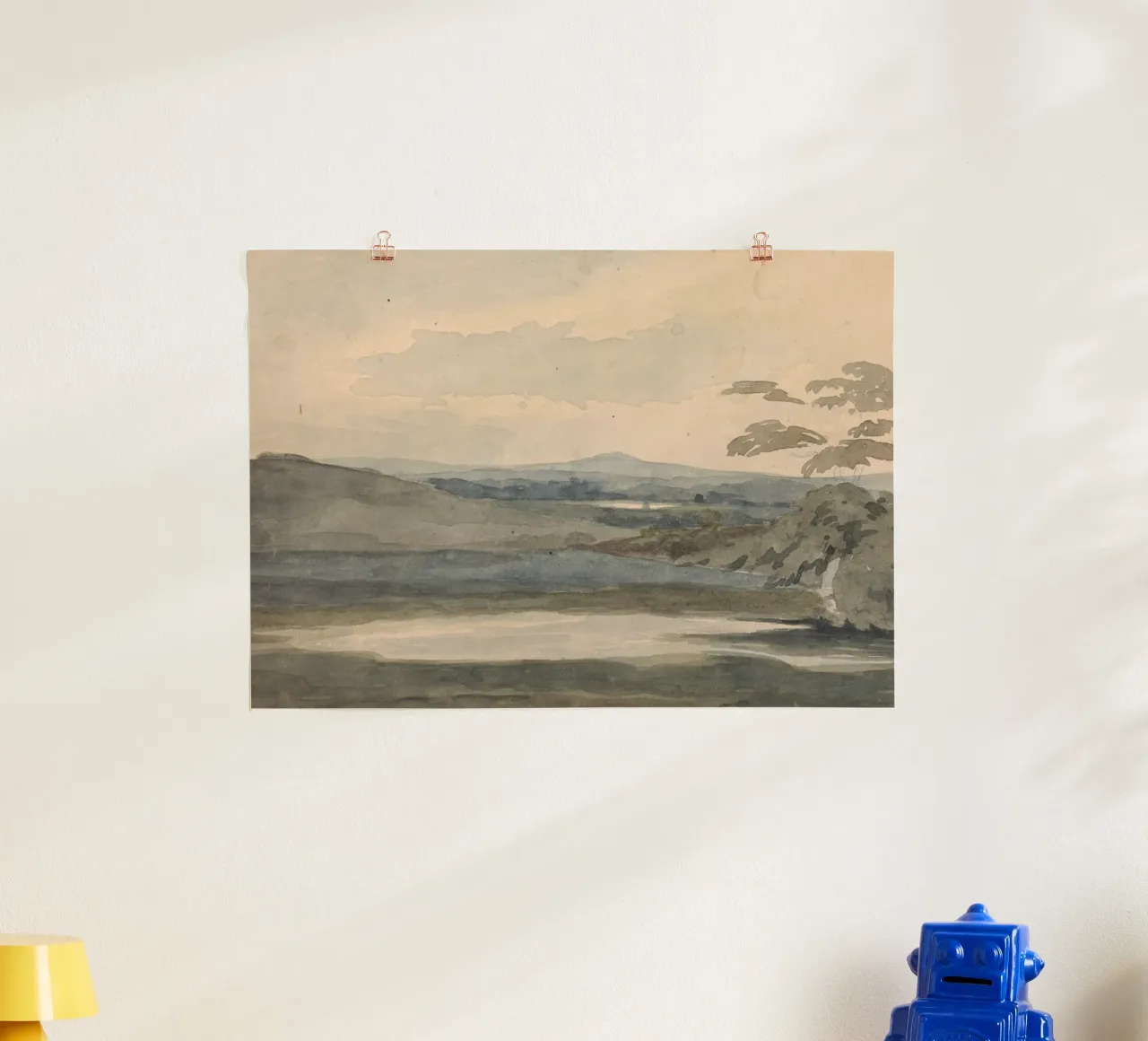 Gelaagd landschap: wazige heuvels, subtiele tonalistische kunst poster van ClubArt