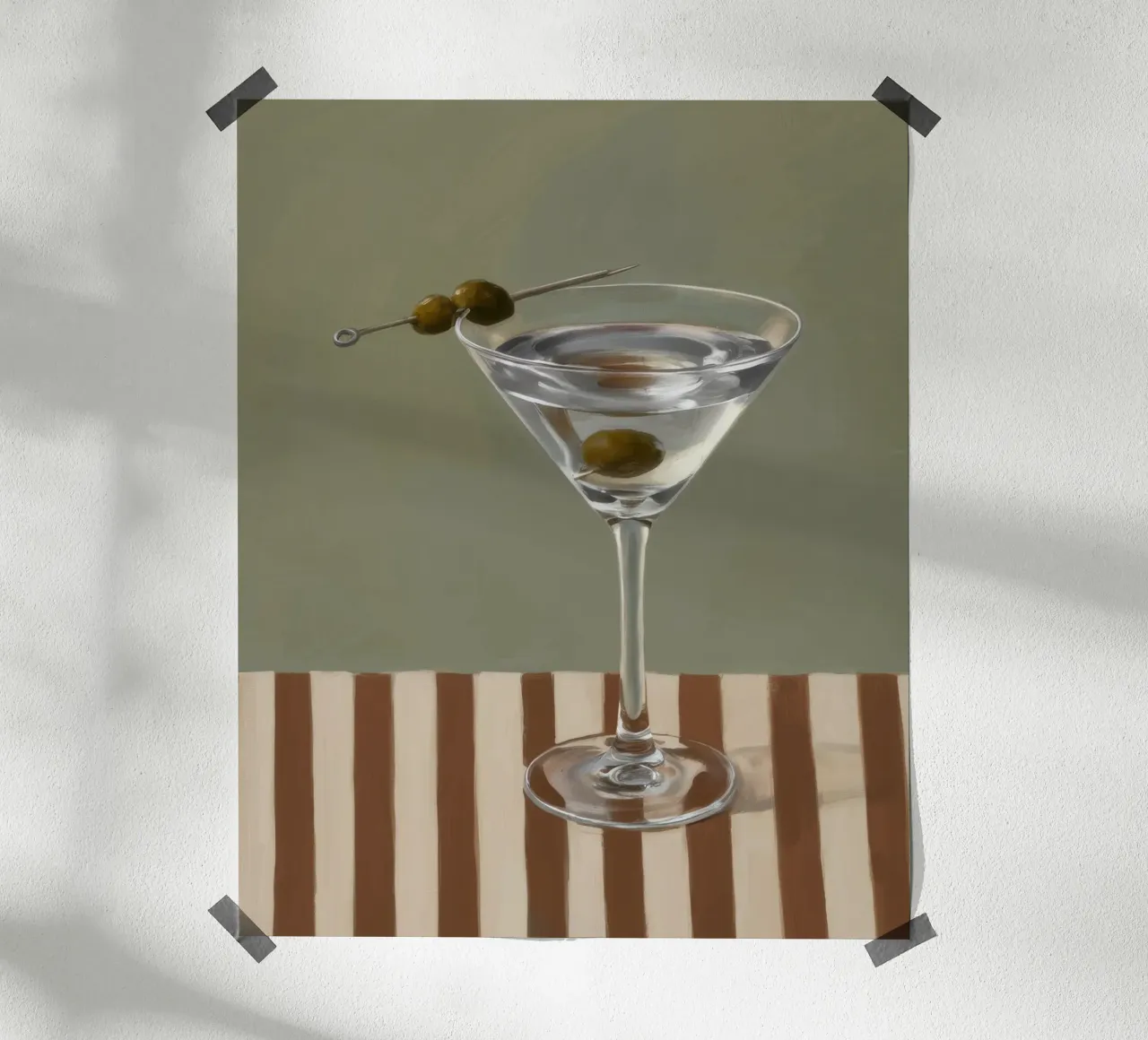 Striscia di vetro per Martini poster con telaio in legno da Pan Denim