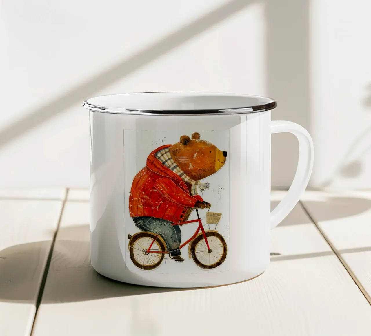 Orso motociclista tazza in smalto da Justyna Jaszke JBJart