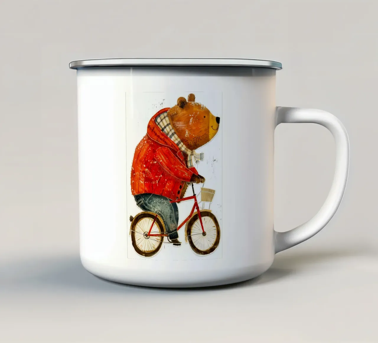 Orso motociclista tazza in smalto da Justyna Jaszke JBJart