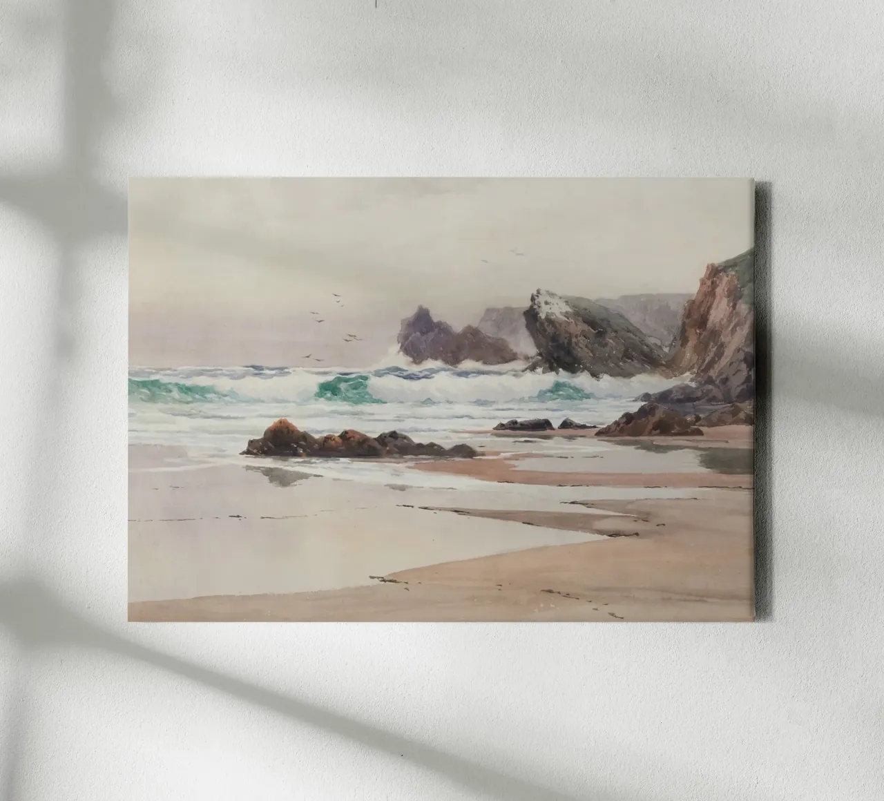 Crashing Waves: Rocky Coast, Dynamic Seascape Art canvas with Floater frame by ClubArt