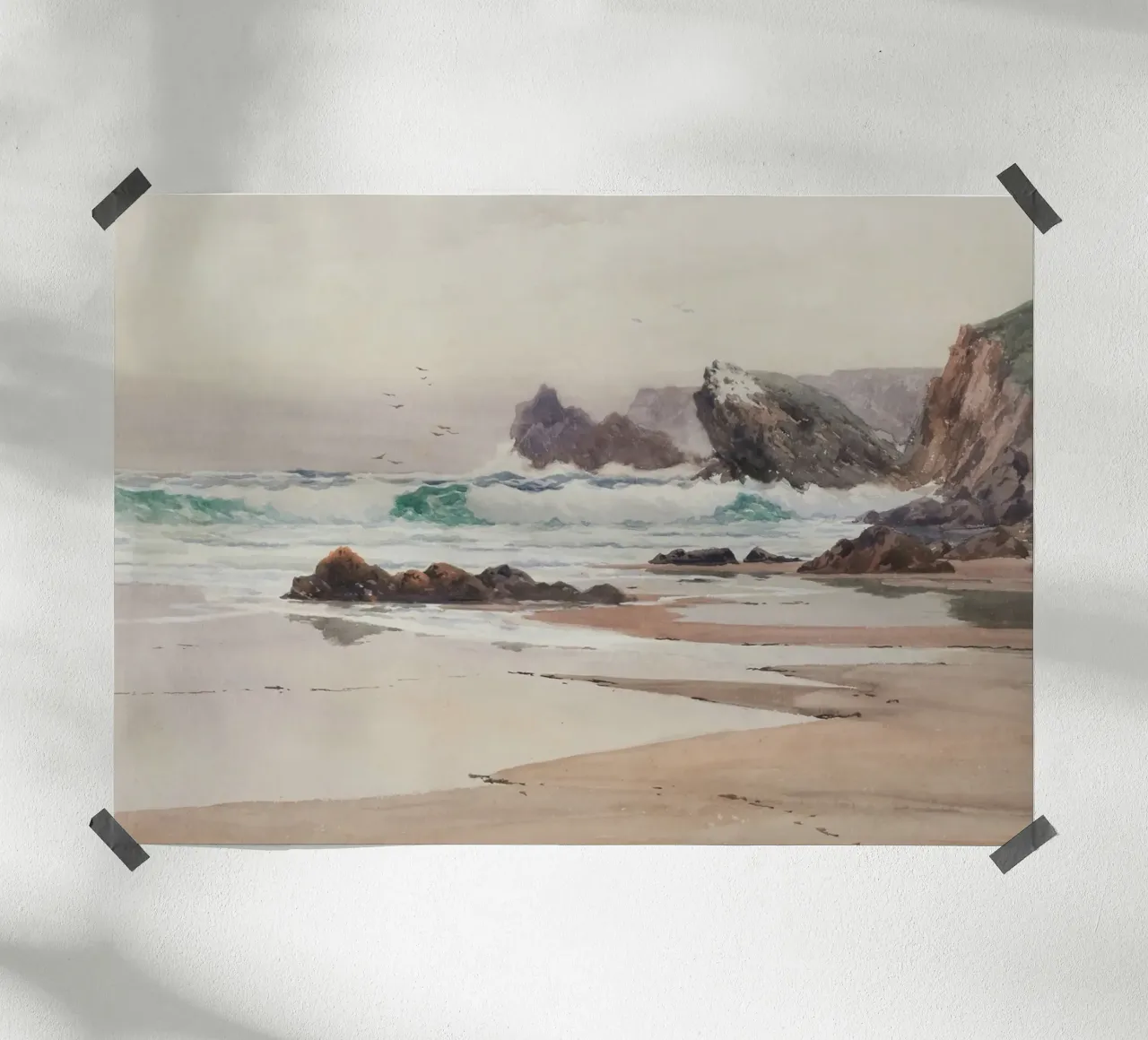 Crashing Waves: Rocky Coast, Dynamic Seascape Art poster by ClubArt