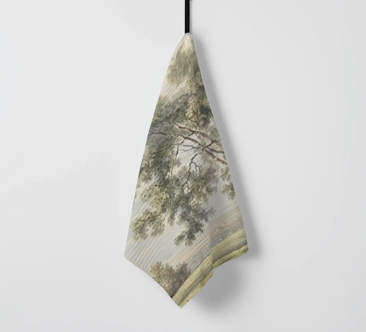 Pastoral Landscape: Elegant Trees, Gentle Countryside tea towel by ClubArt