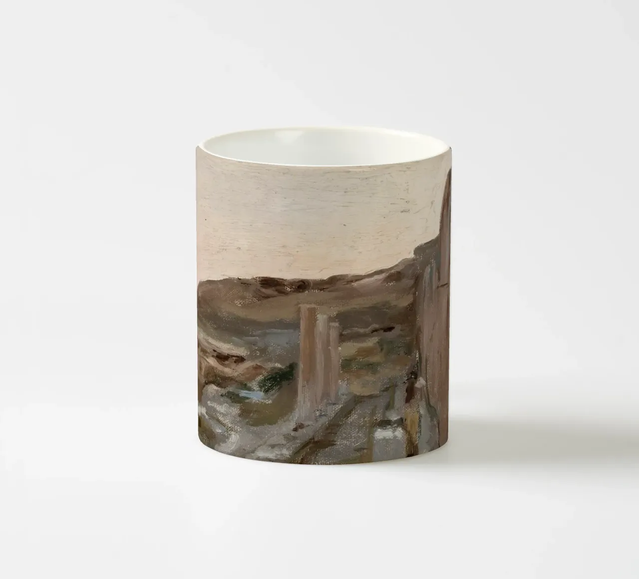 Landschap met structuur: Abstracte rotswand, aardetinten keramische mok van ClubArt