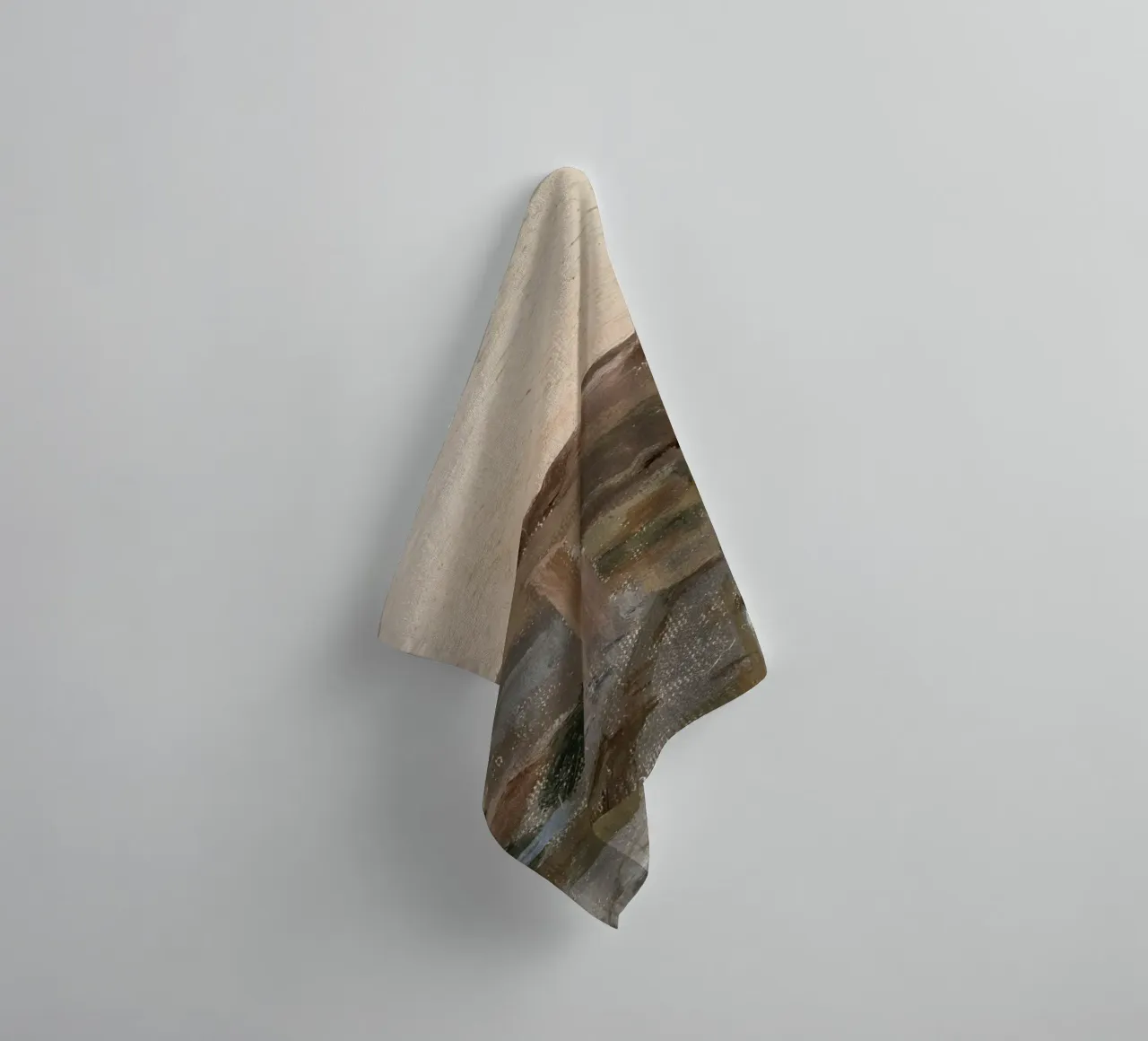 Landschap met structuur: Abstracte rotswand, aardetinten badhanddoek van ClubArt