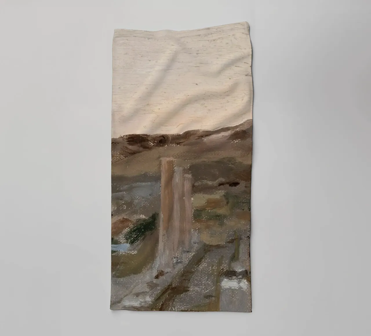 Landschap met structuur: Abstracte rotswand, aardetinten badhanddoek van ClubArt