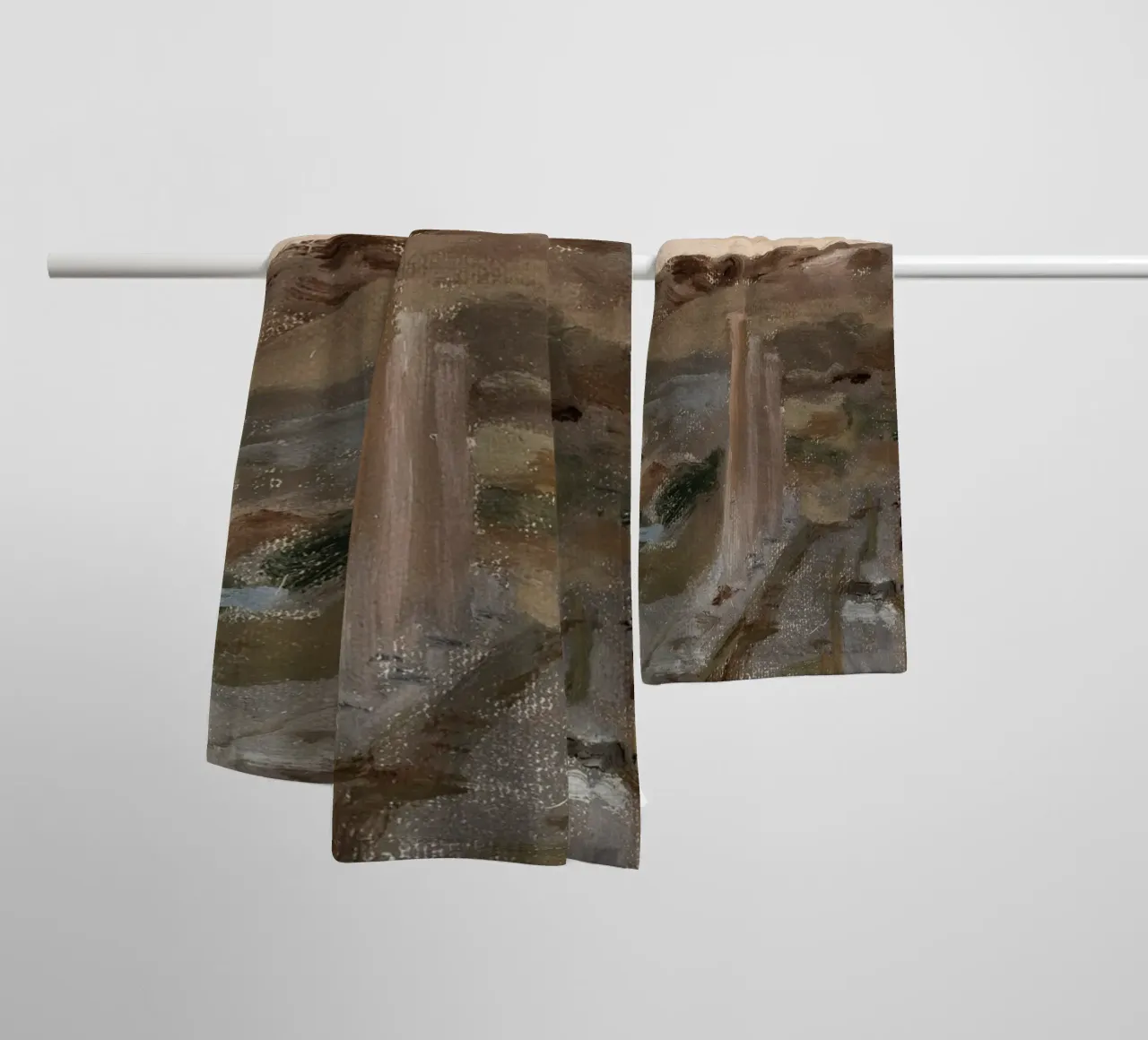 Landschap met structuur: Abstracte rotswand, aardetinten badhanddoek van ClubArt