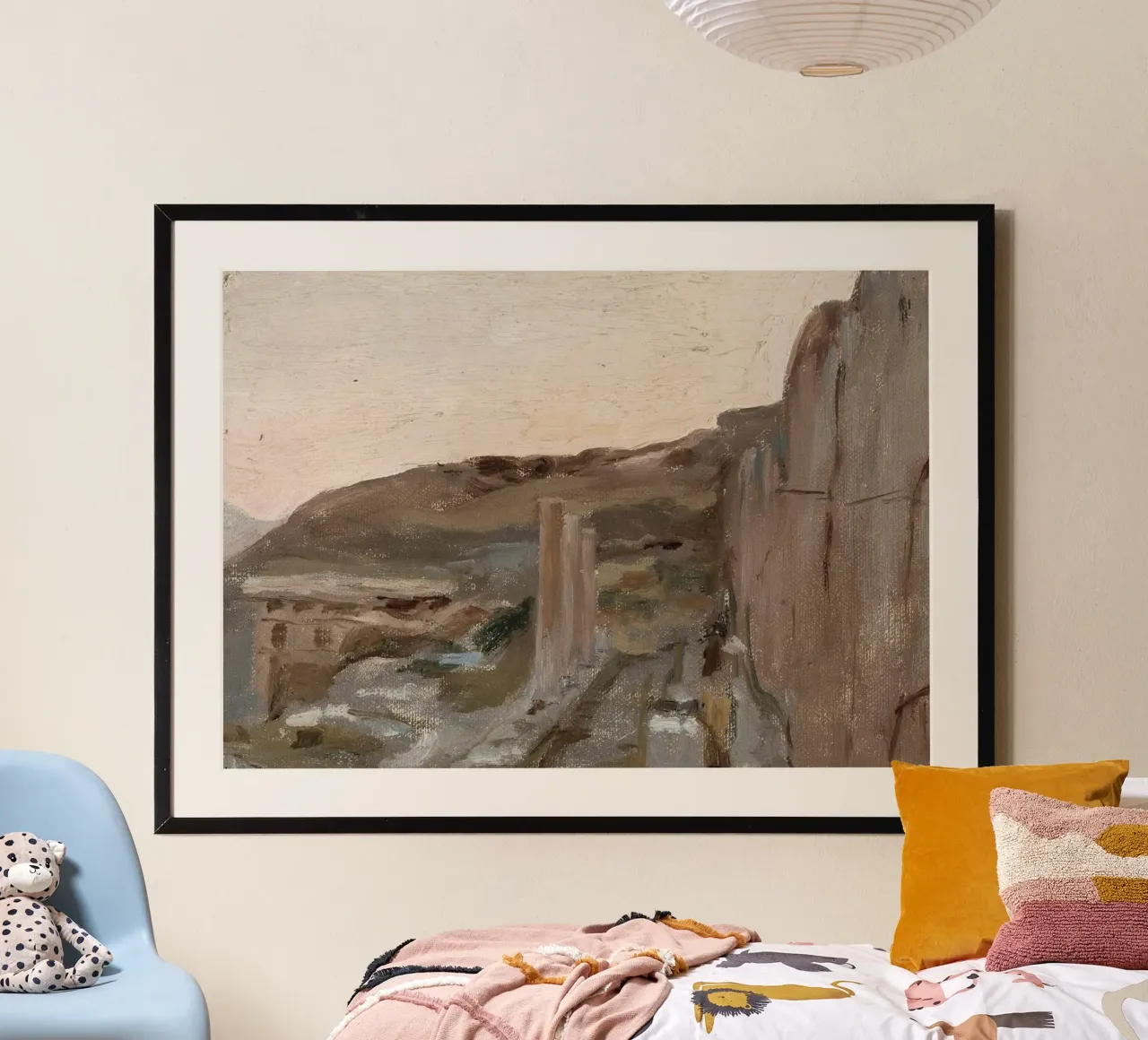 Landschap met structuur: Abstracte rotswand, aardetinten poster van ClubArt