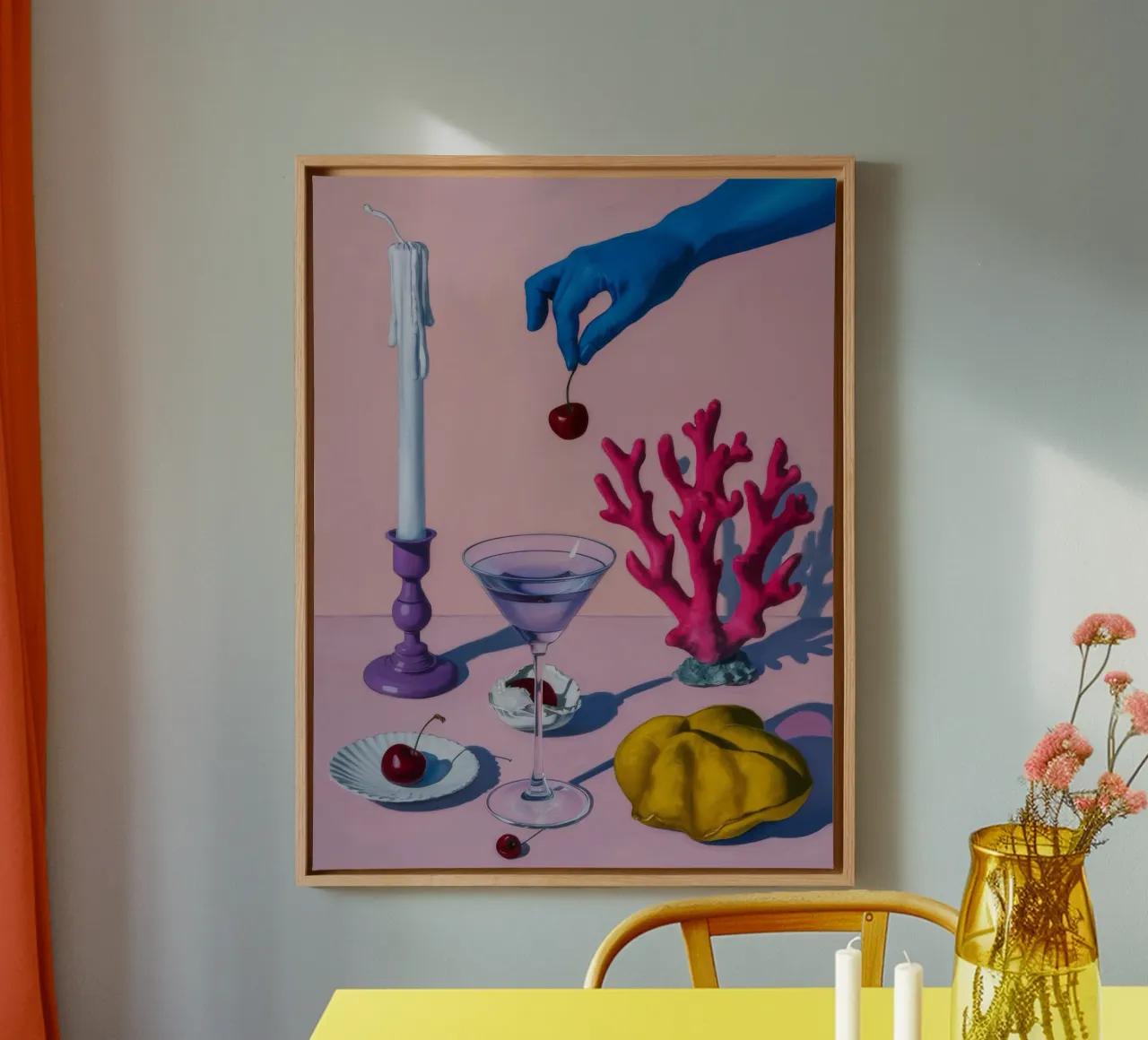 Coral Reef Hand canvas with Floater frame by Pan Denim