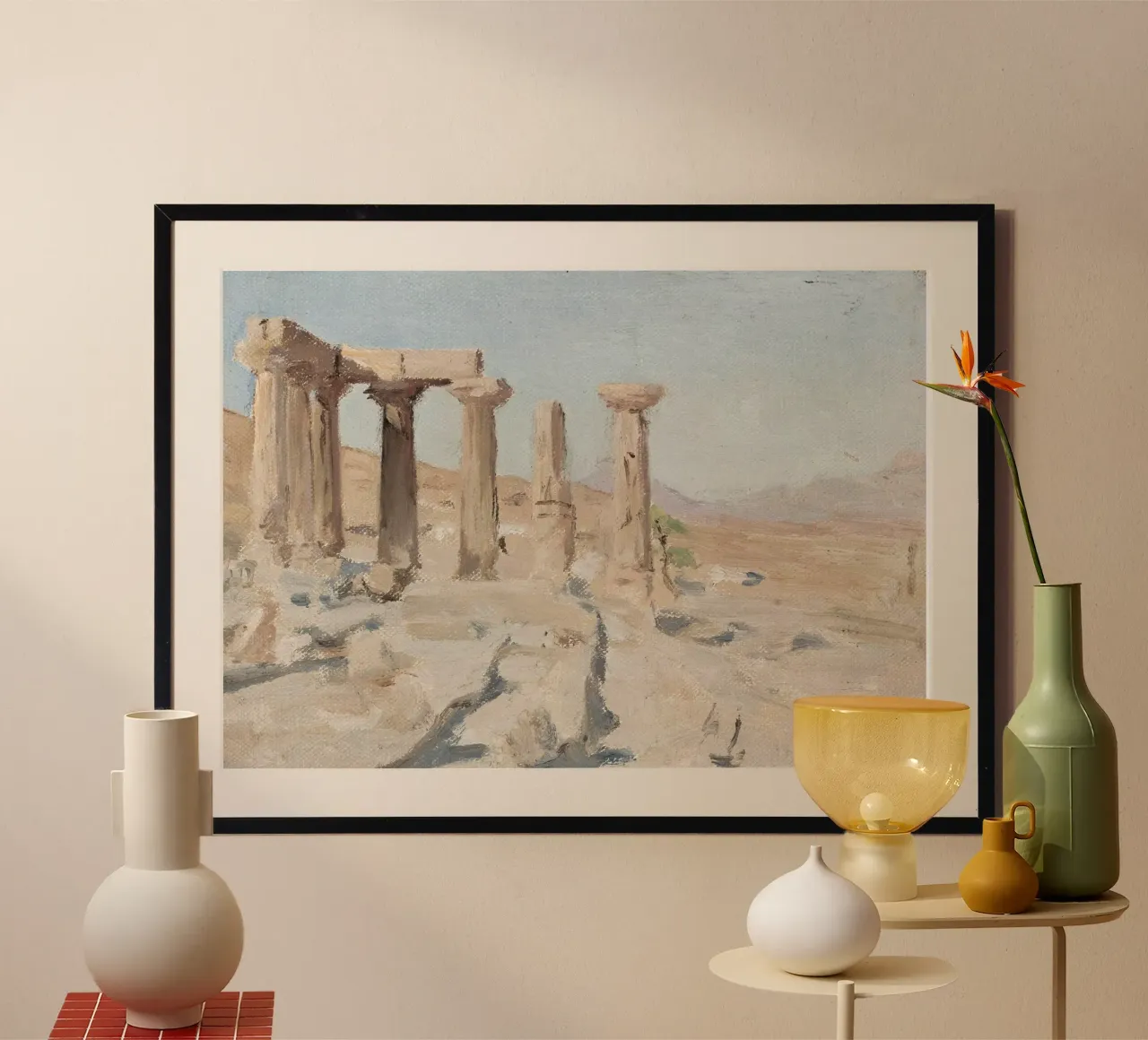 Rovine di Palmira: Antiche colonne romane, arte di viaggio d'epoca carta hahnemühle da ClubArt
