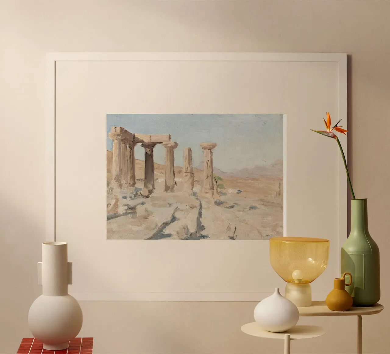 Rovine di Palmira: Antiche colonne romane, arte di viaggio d'epoca carta hahnemühle da ClubArt