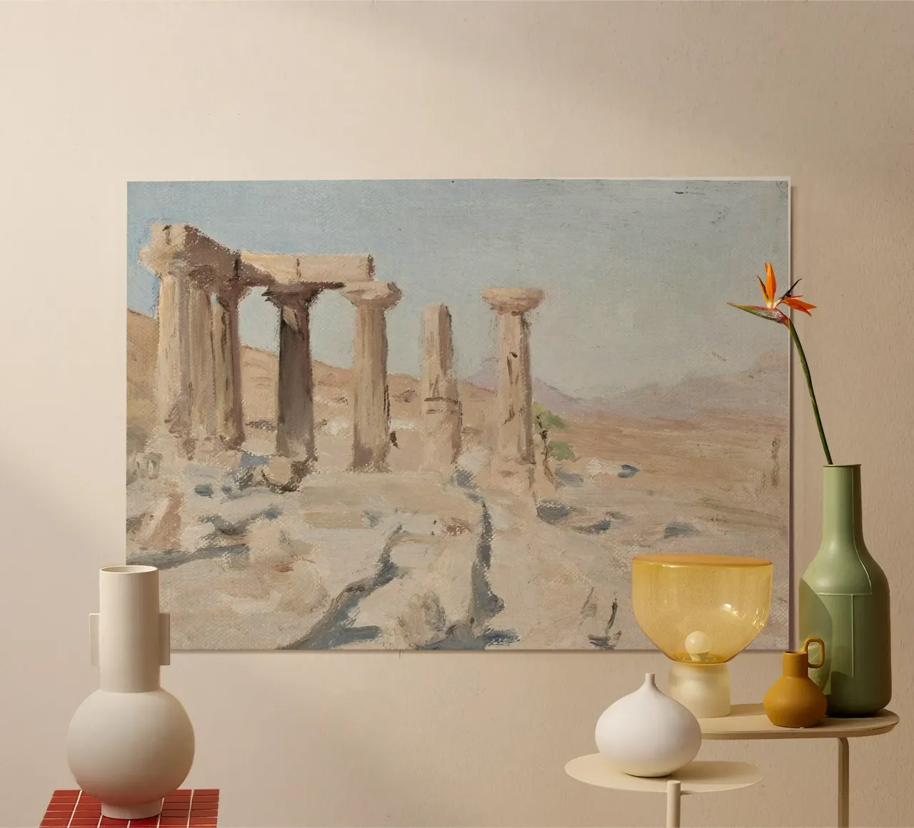 Rovine di Palmira: Antiche colonne romane, arte di viaggio d'epoca carta hahnemühle da ClubArt