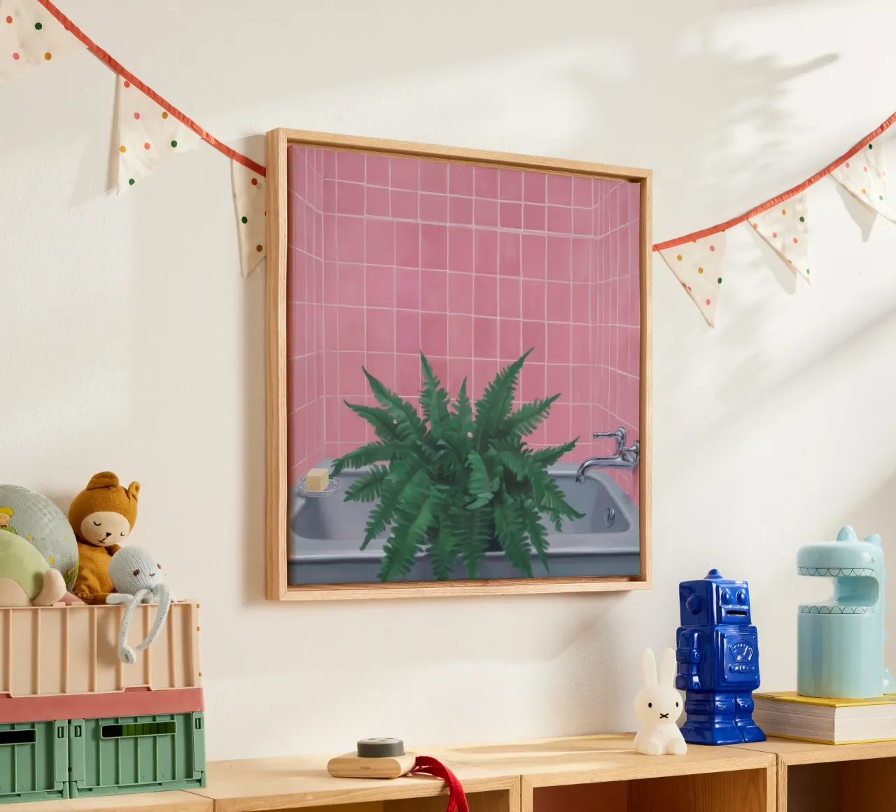 Jade Plant Sunbeam canvas with Floater frame by Pan Denim
