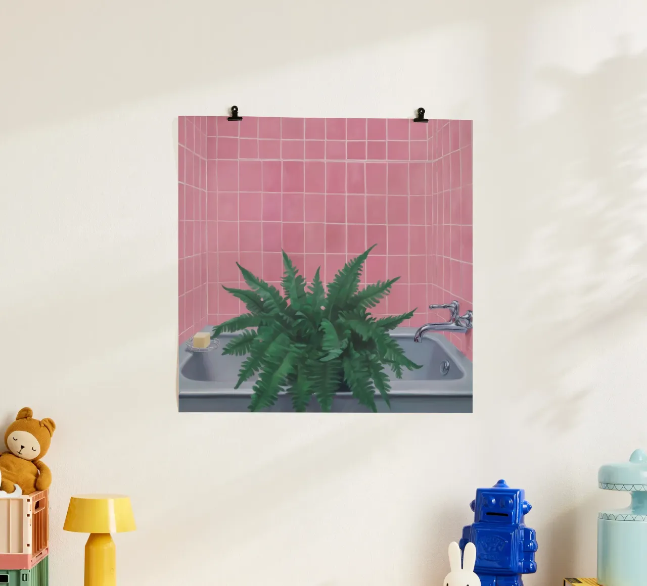 Raggio di sole della pianta di giada poster con telaio in legno da Pan Denim