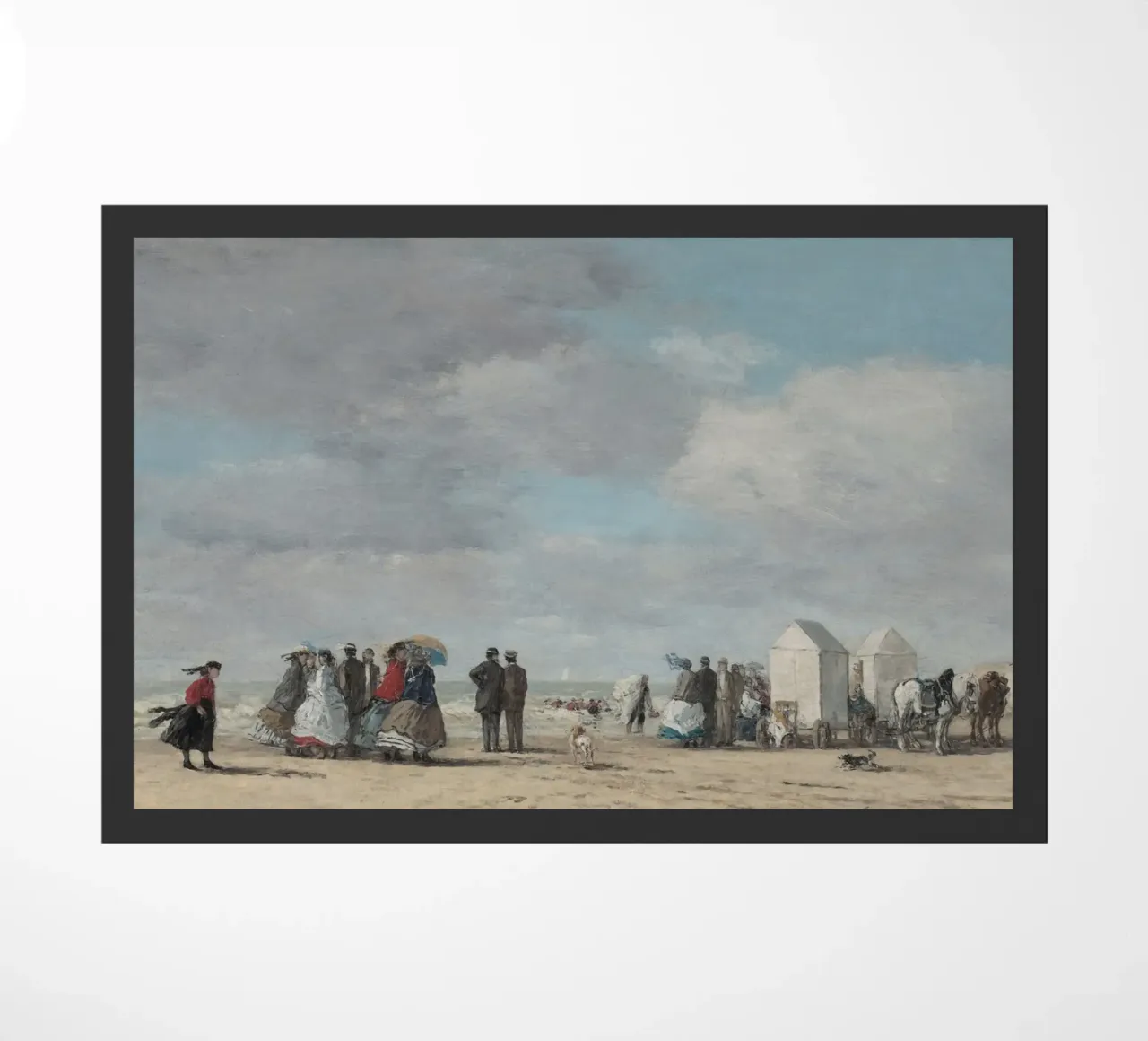 Scena di spiaggia di Boudin: Vita costiera in Normandia, impressionista zerbino da ClubArt