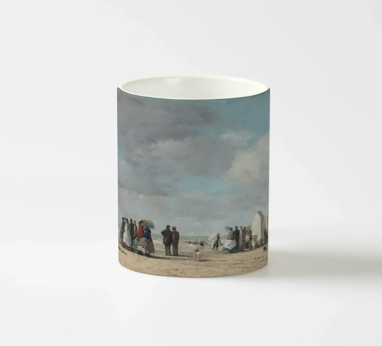 Scena di spiaggia di Boudin: Vita costiera in Normandia, impressionista tazza in ceramica da ClubArt