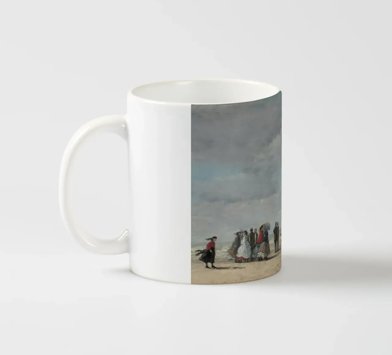 Scena di spiaggia di Boudin: Vita costiera in Normandia, impressionista tazza in ceramica da ClubArt