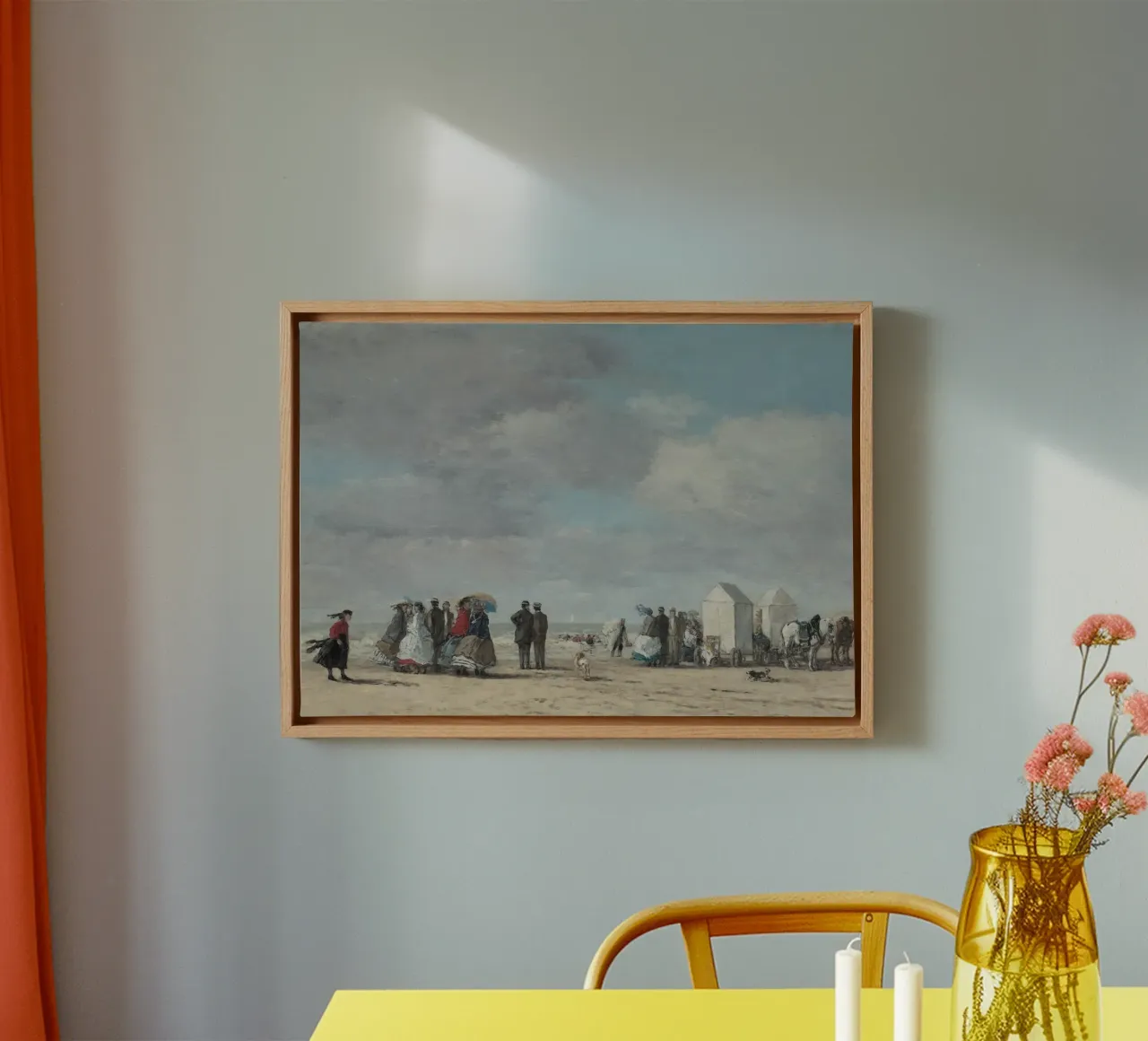 Boudin Strandgezicht: Normandisch kustleven, Impressionist canvas met Baklijst van ClubArt
