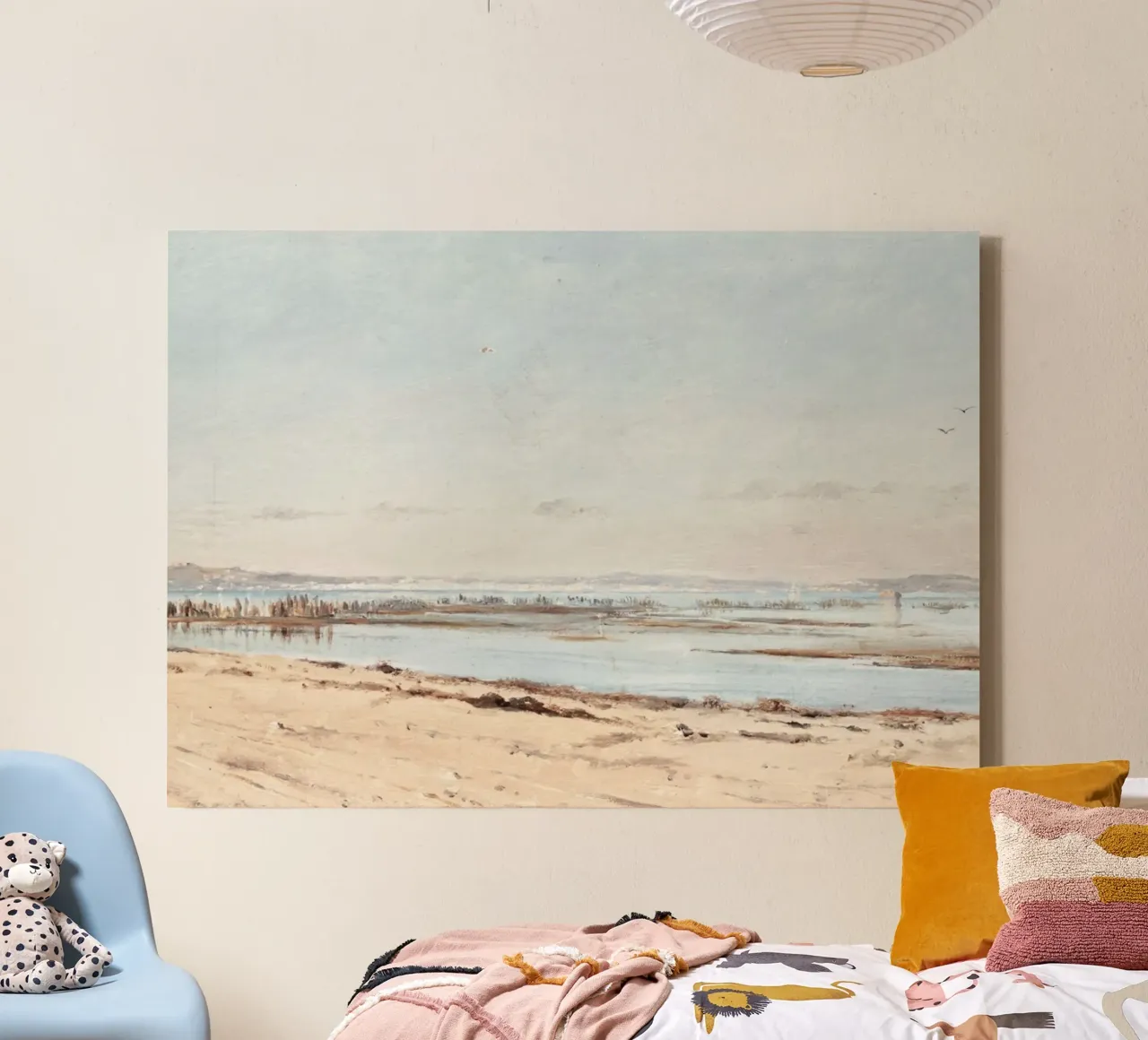 Estuariumlandschap: Kusthorizon, rustig zeegezicht canvas met Baklijst van ClubArt