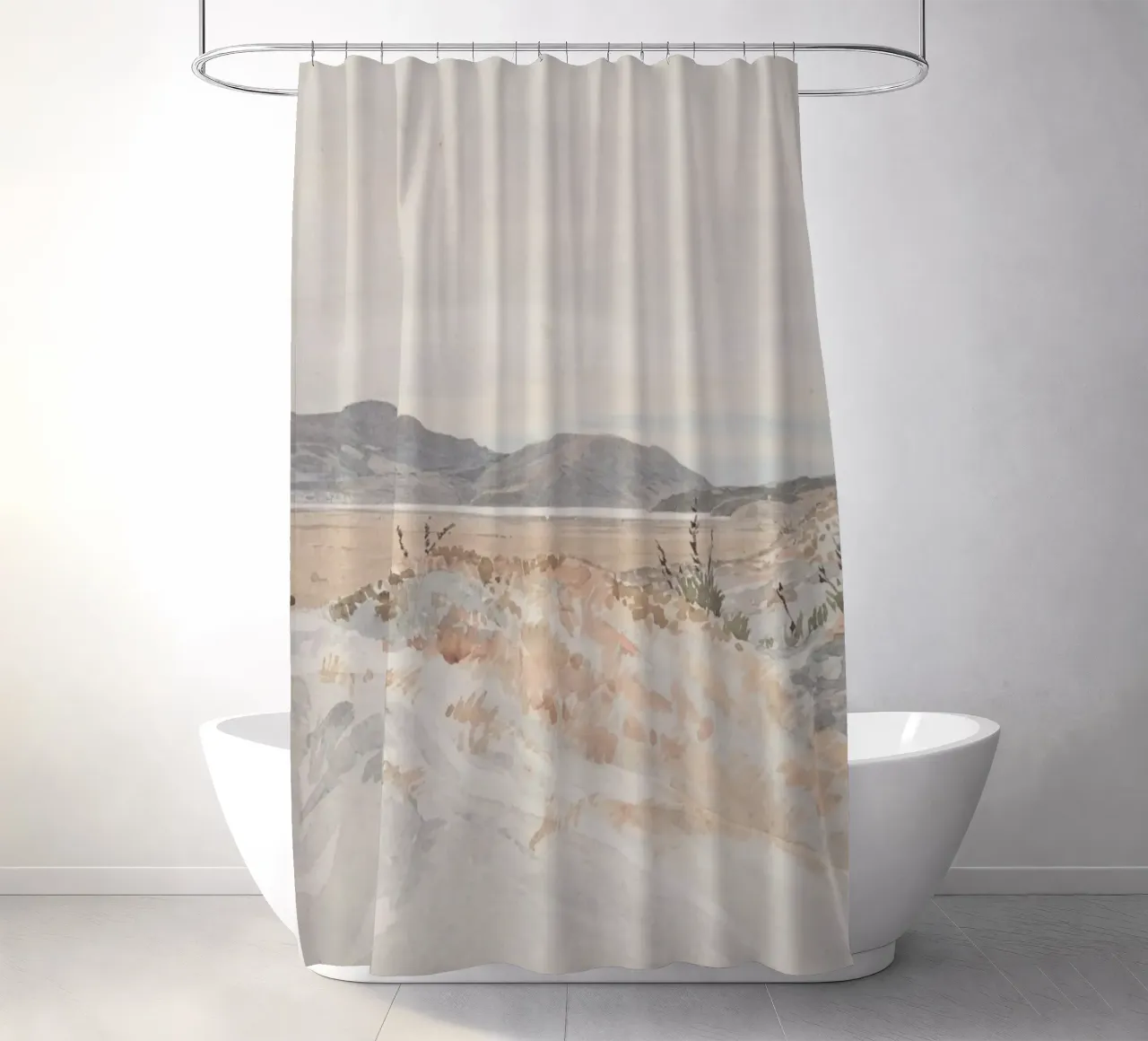 Vast Landscape: Distant Mountains, Rustic Nature Print shower curtain by ClubArt