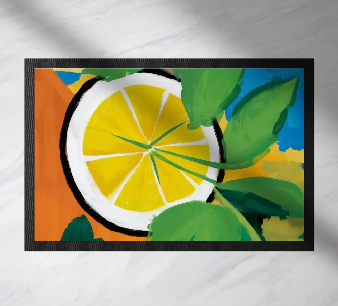 Luminous Lemon Slice doormat by Dawn Light