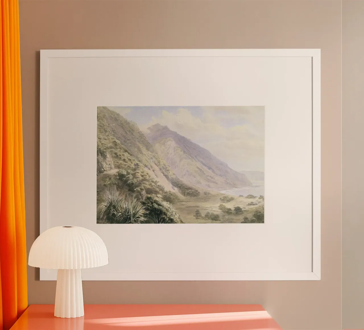 Côte de la Nouvelle-Zélande : Montagnes majestueuses, paysage vintage poster de ClubArt