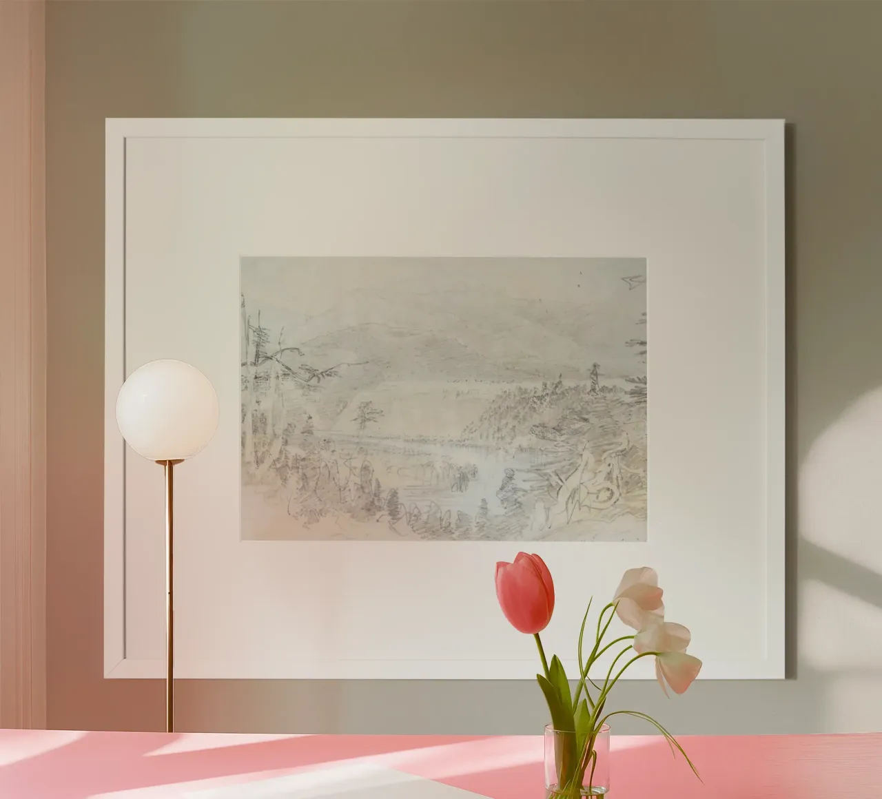Bergvallei: Expressieve schets, landschap in de wildernis poster van ClubArt