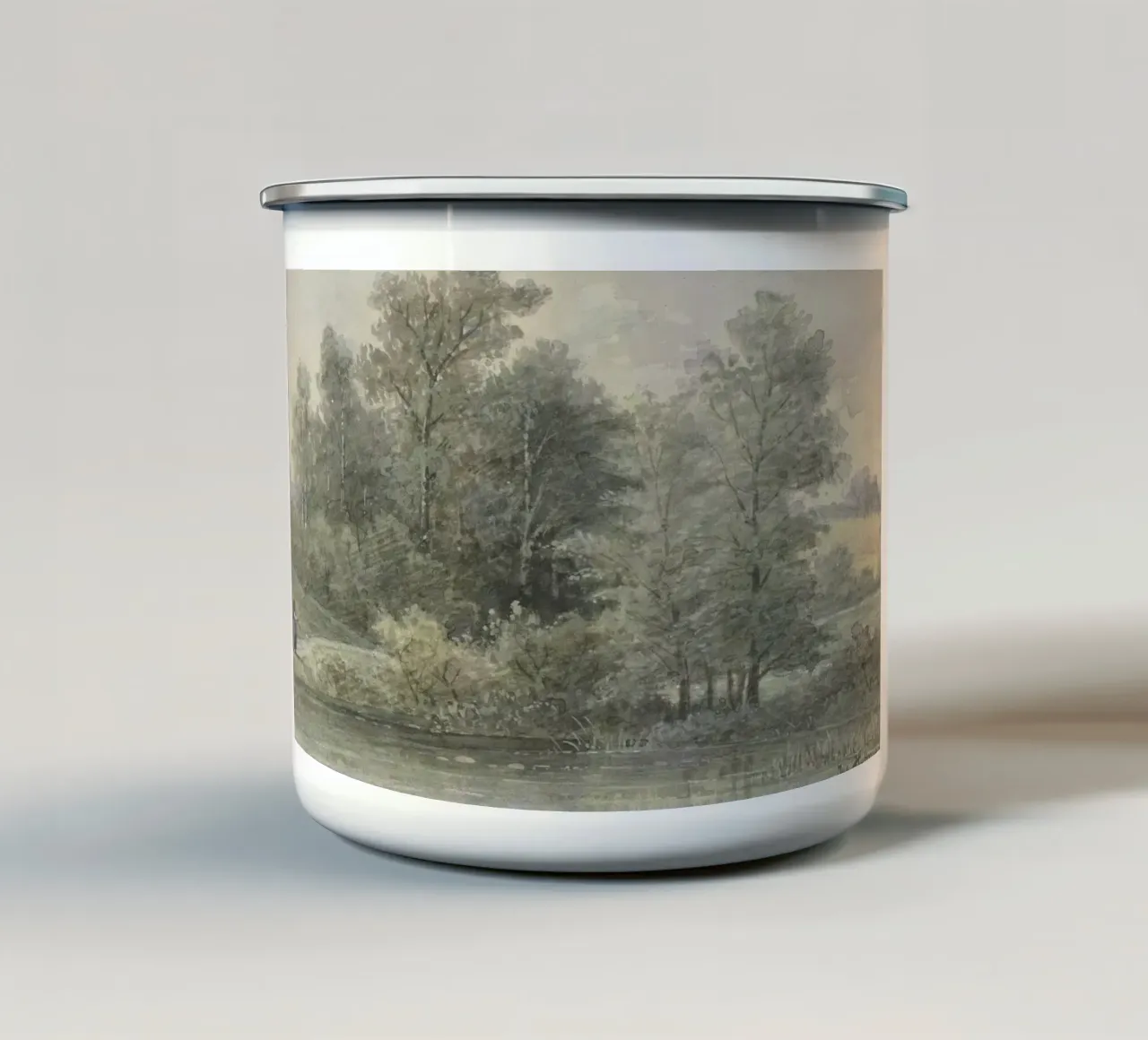 Hoffmann: Bosco lacustre, Paesaggio Romantico tazza in smalto da ClubArt