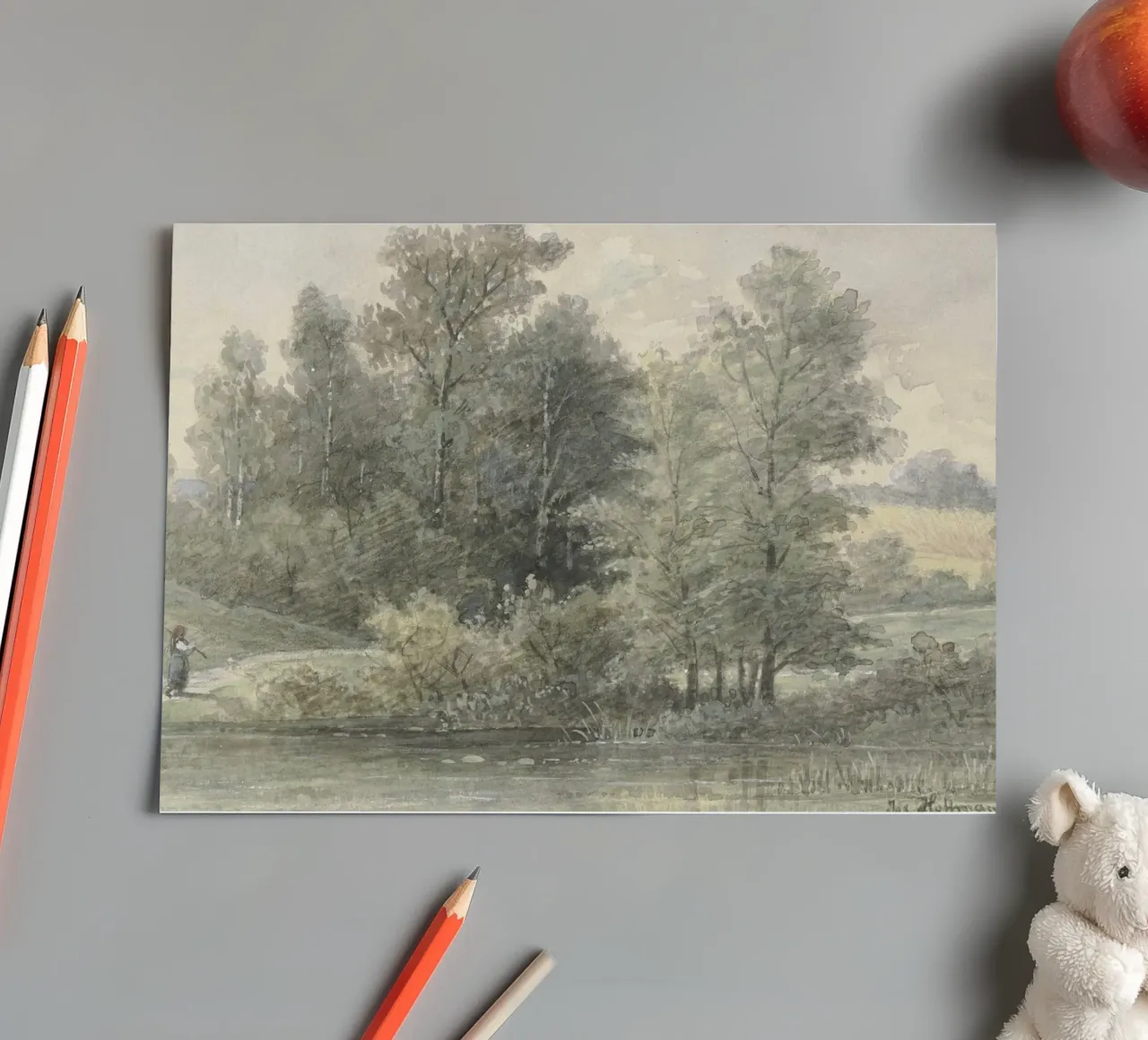 Hoffmann: Bosco lacustre, Paesaggio Romantico foglio adesivo da ClubArt