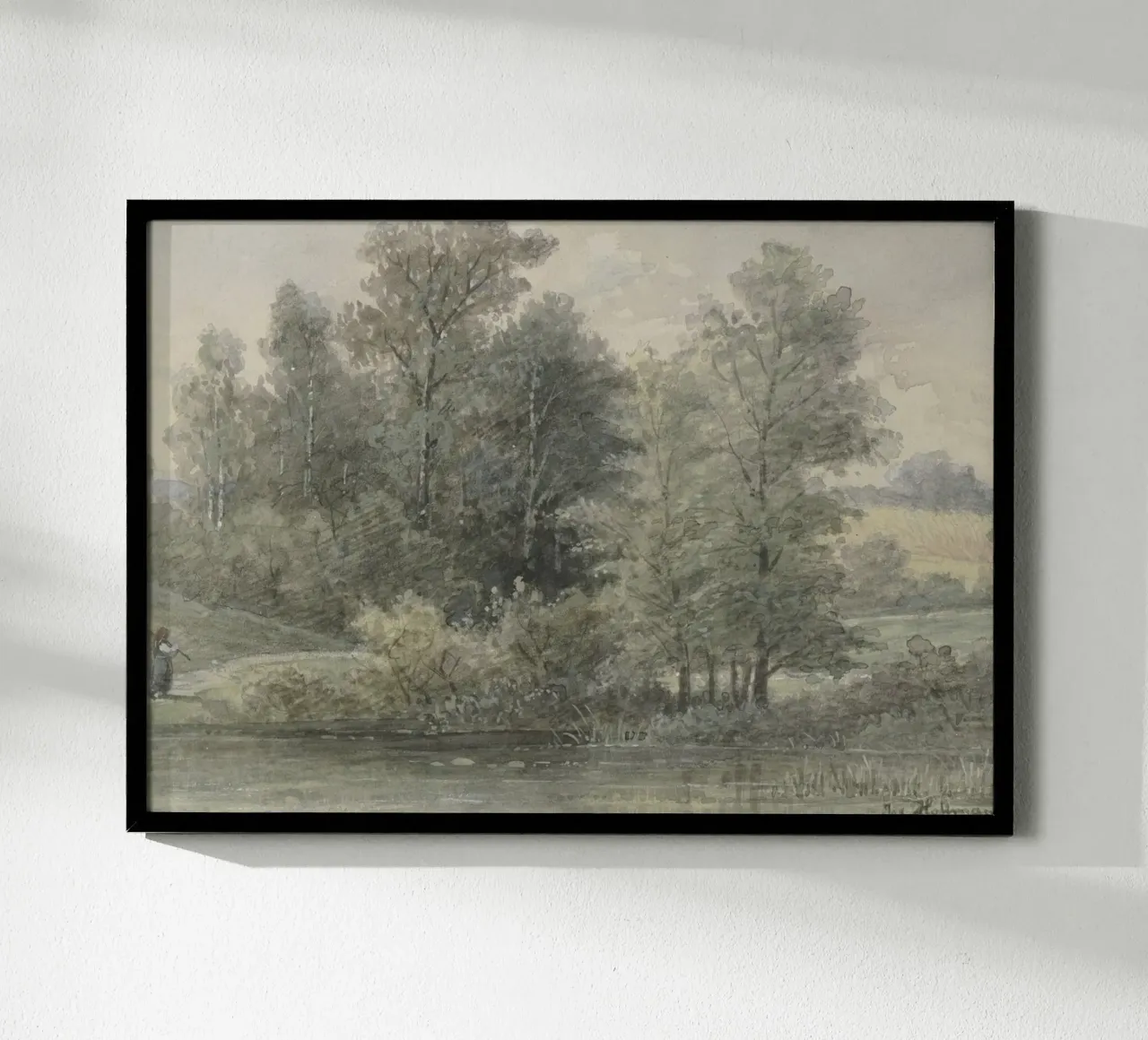 Hoffmann: Bosco lacustre, Paesaggio Romantico carta hahnemühle da ClubArt