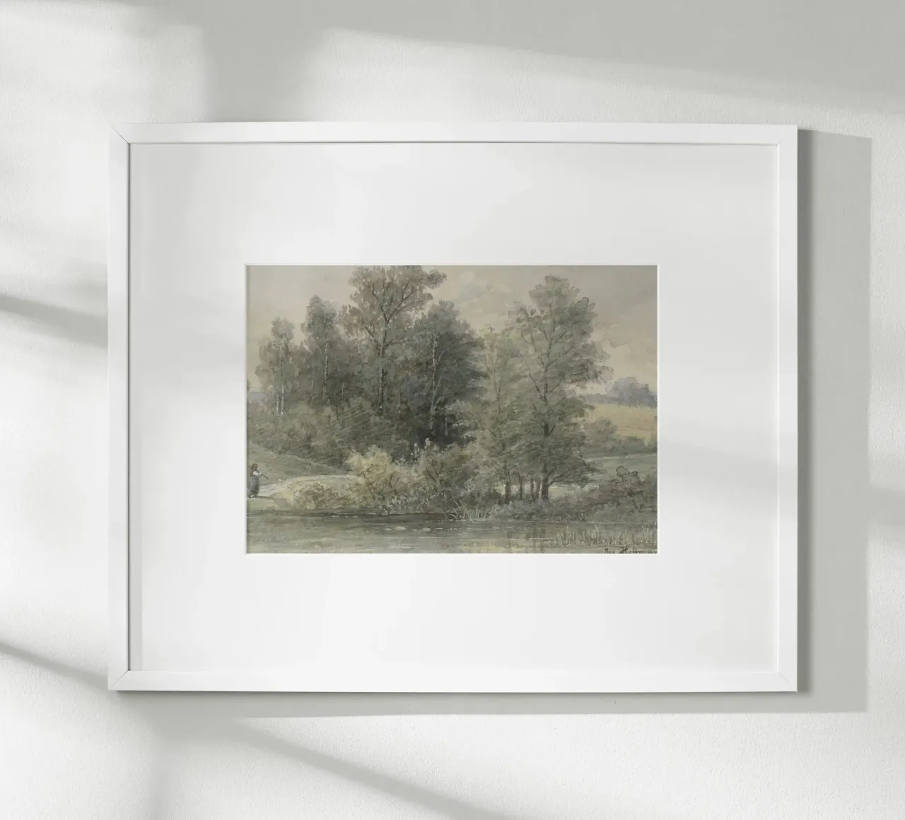 Hoffmann: Bosco lacustre, Paesaggio Romantico carta hahnemühle da ClubArt
