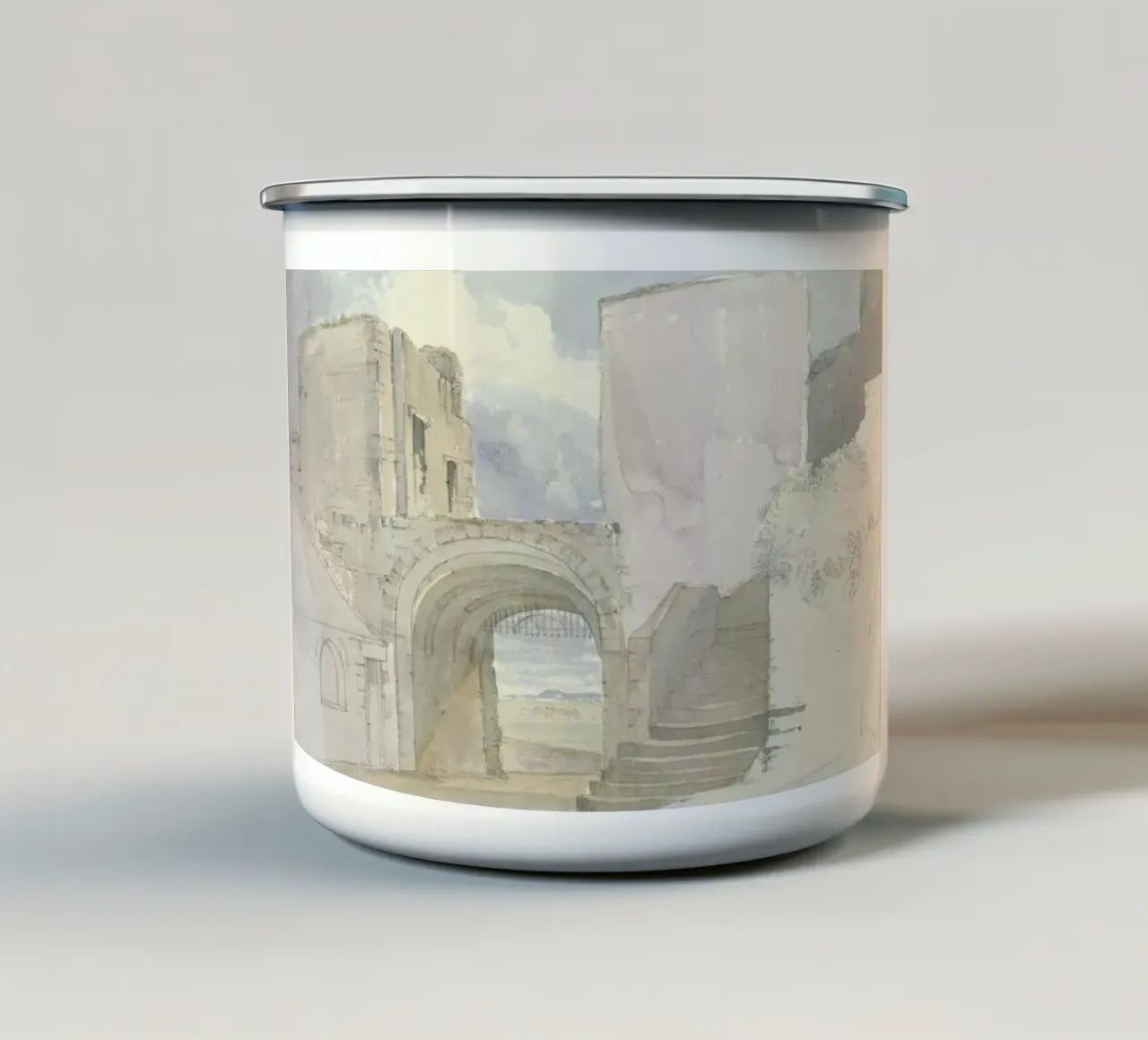 Kasteel Archway: Middeleeuwse ruïnes, historische architecturale kunst emaille mok van ClubArt