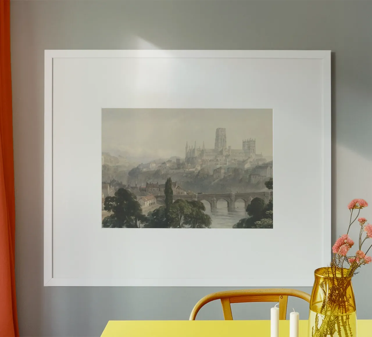 Cattedrale di Durham: Paesaggio storico della città, arte inglese d'epoca poster da ClubArt