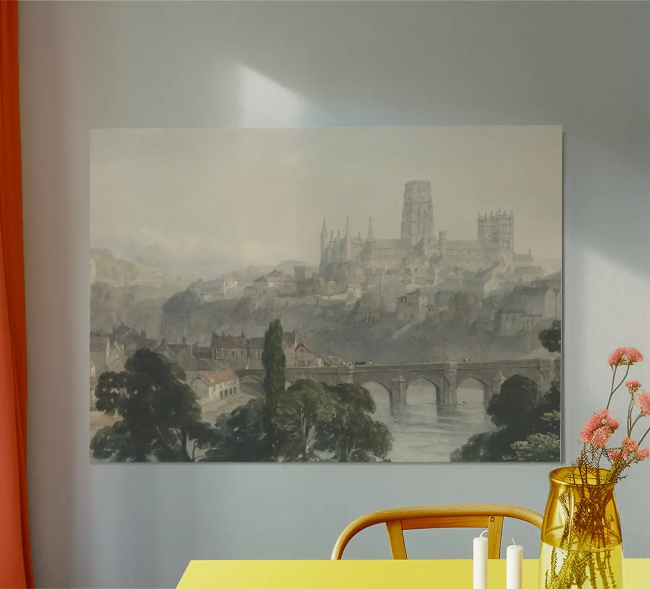 Cattedrale di Durham: Paesaggio storico della città, arte inglese d'epoca poster da ClubArt