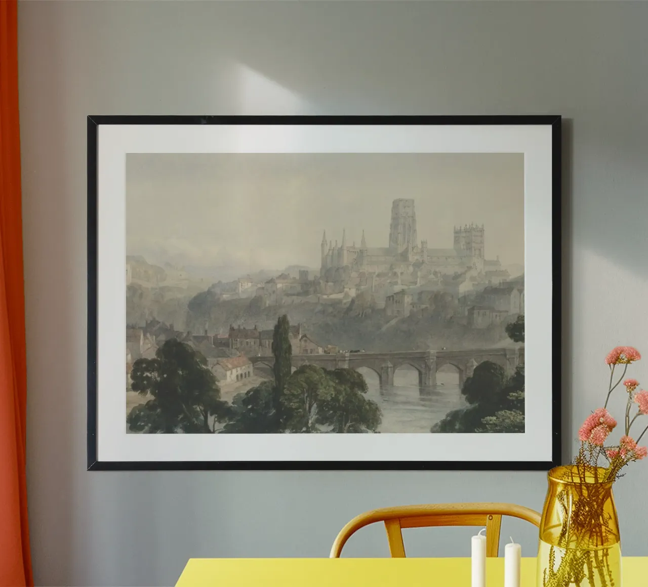 Cattedrale di Durham: Paesaggio storico della città, arte inglese d'epoca poster da ClubArt