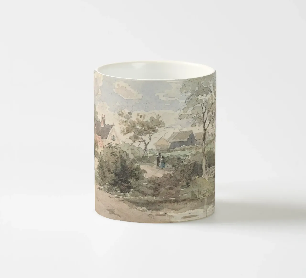 Villaggio inglese: Paesaggio rustico, mulino a vento e figure tazza in ceramica da ClubArt