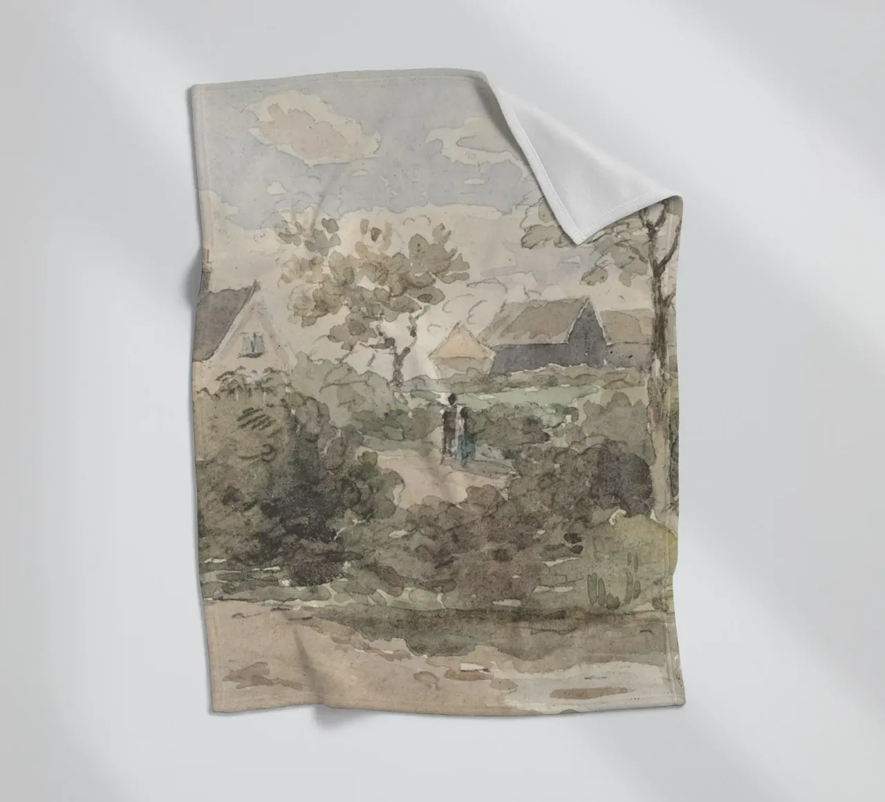 Engels dorp: Rustiek landschap, windmolen & figuren fleecedeken van ClubArt