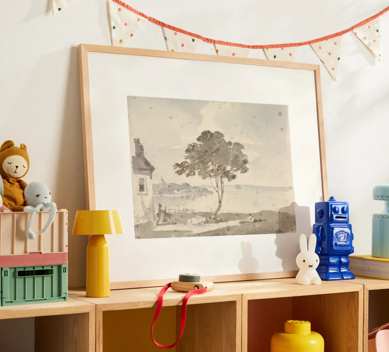 Lakeside Solitude: Lone Tree & Cottage, Rustic Art poster by ClubArt