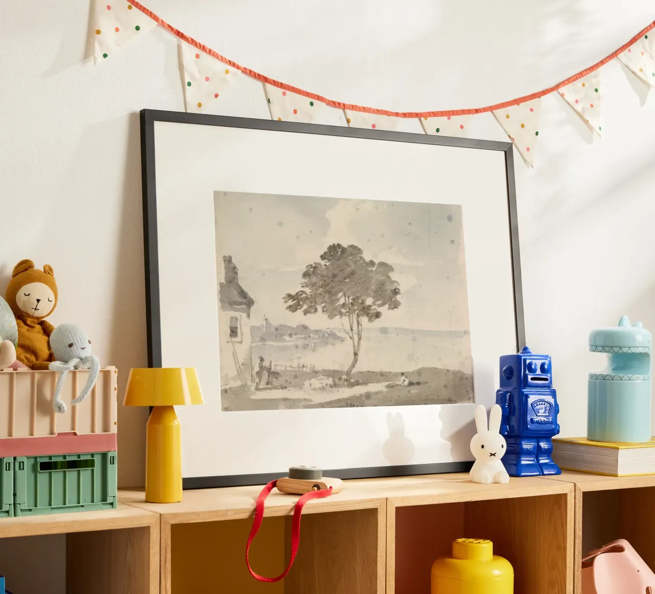 Lakeside Solitude: Lone Tree & Cottage, Rustic Art poster by ClubArt