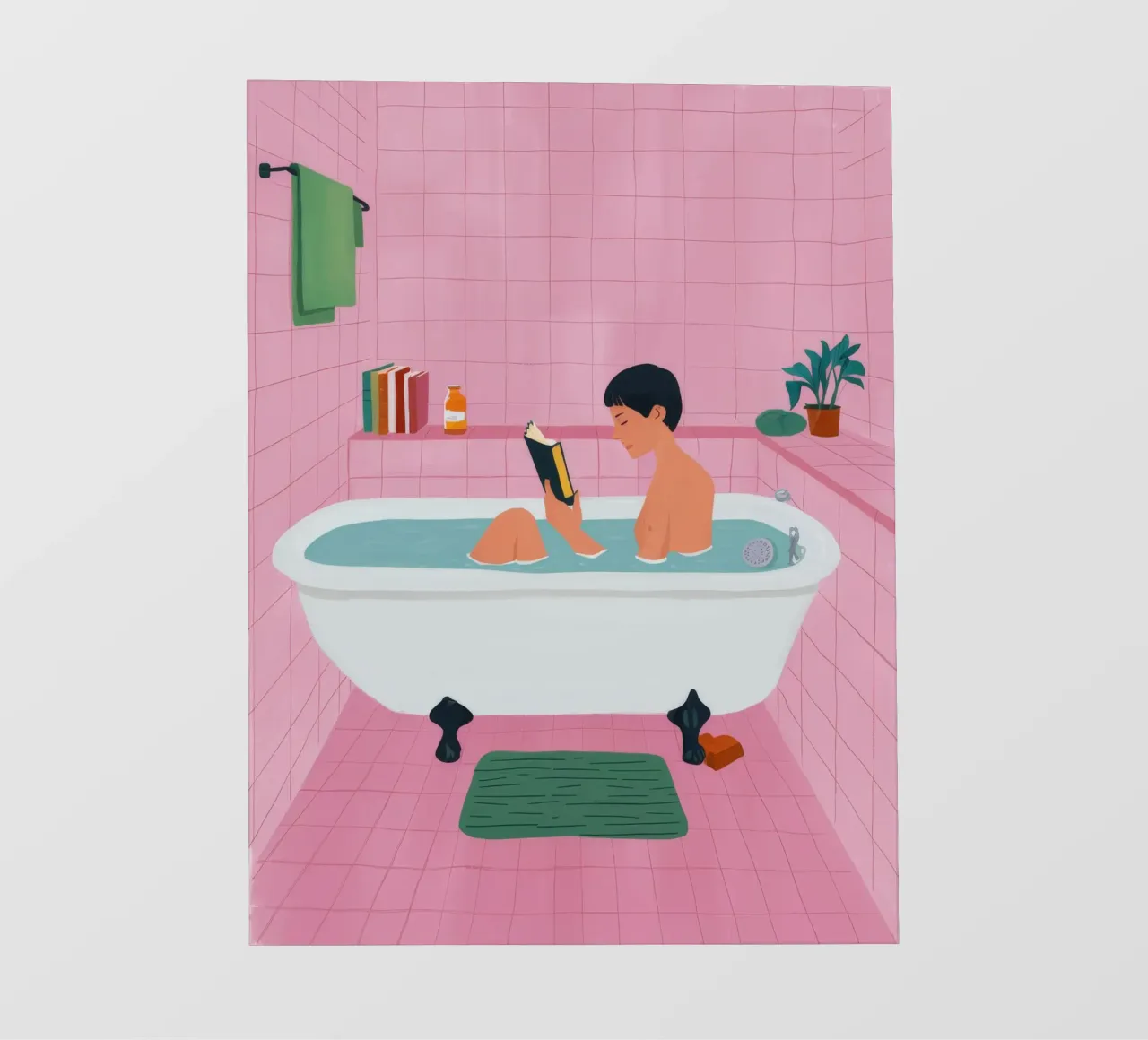 Bubble Bath Reading fotobehang van Pan Denim