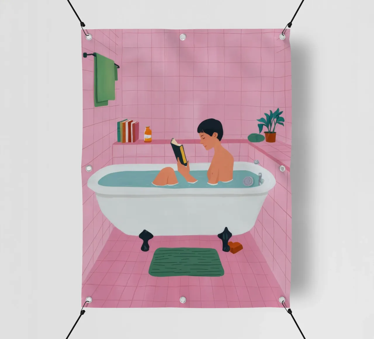 Lettura del bagnoschiuma telo in pvc da Pan Denim