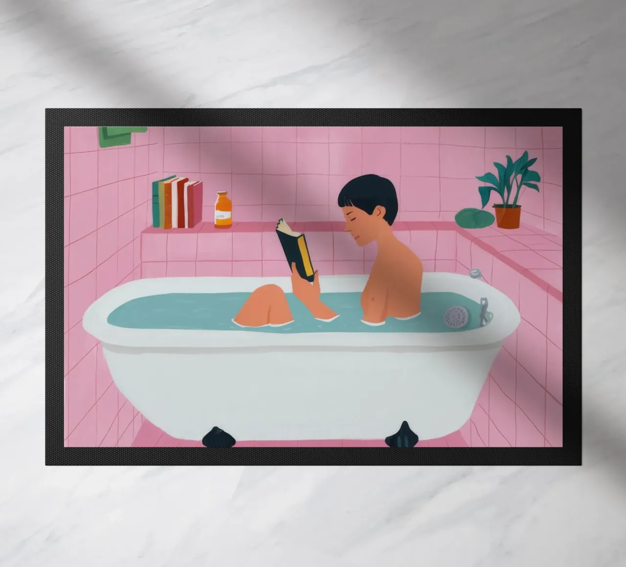 Bubble Bath Reading doormat by Pan Denim