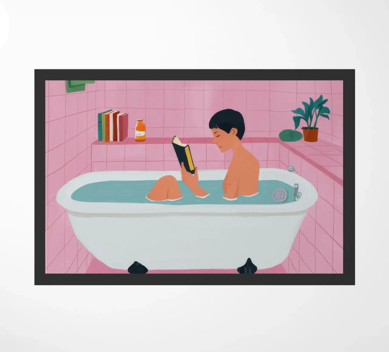 Bubble Bath Reading doormat by Pan Denim