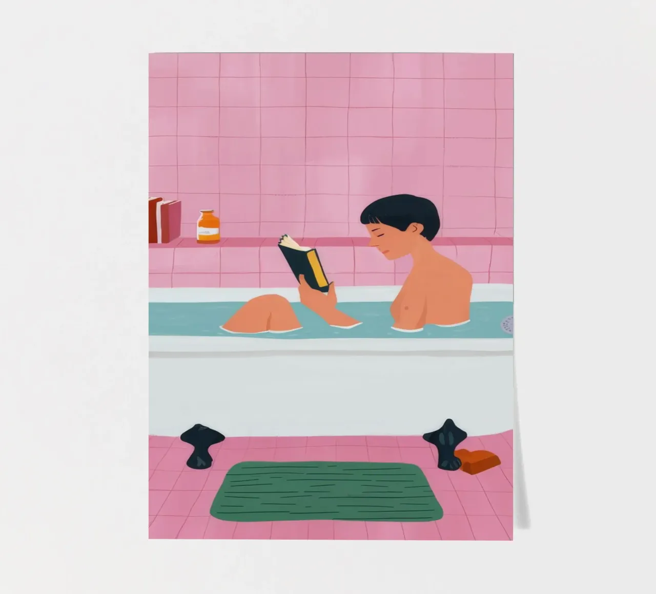 Bubble Bath Reading sticker sheet by Pan Denim