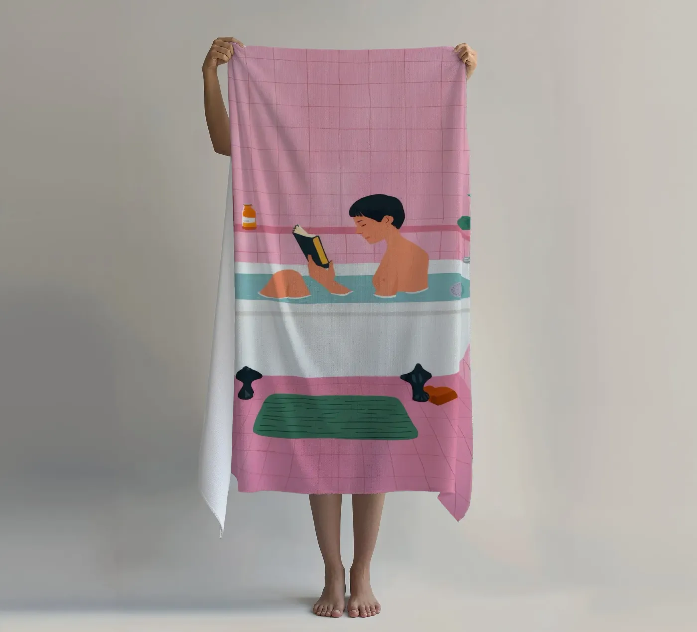 Bubble Bath Reading Strandtuch von Pan Denim