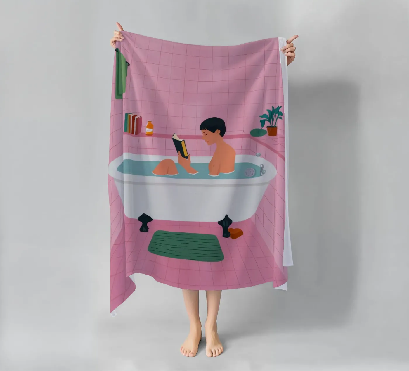 Bubble Bath Reading Strandtuch von Pan Denim